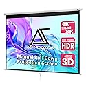 Akia Screens 100-Inch Manual Pull Down Home Theater Projector Screen 4:3, Retractable Wall & Ceiling Mount, Auto-Locking, White Case (AK-M100V1)