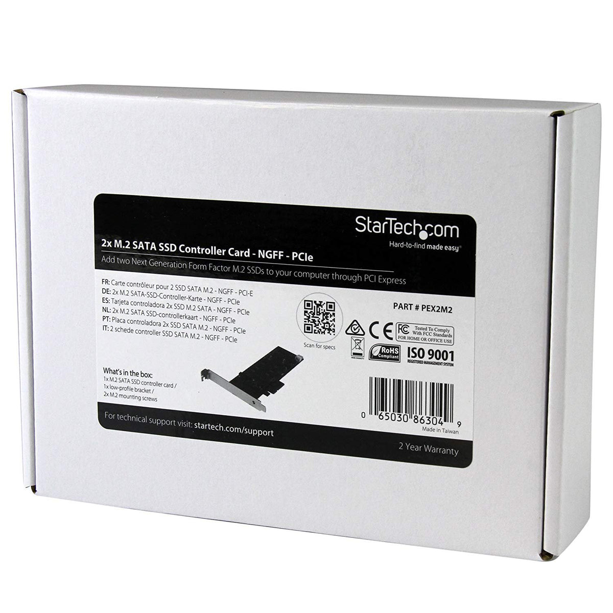 StarTech 2x M.2 SATA SSD Controller Card, PCIe, SATA III 6Gbps (PEX2M2)