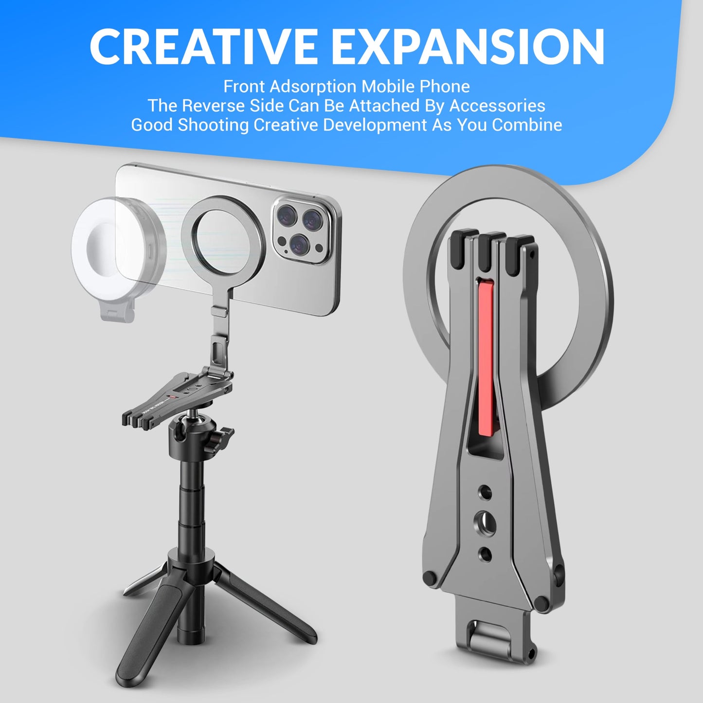 MagSafe Phone Stand for iPhone - Magnetic Foldable Aluminum Mount, Mini Travel Tripod Alternative for iPhone 12-17 (Compatible with MagSafe Cases)