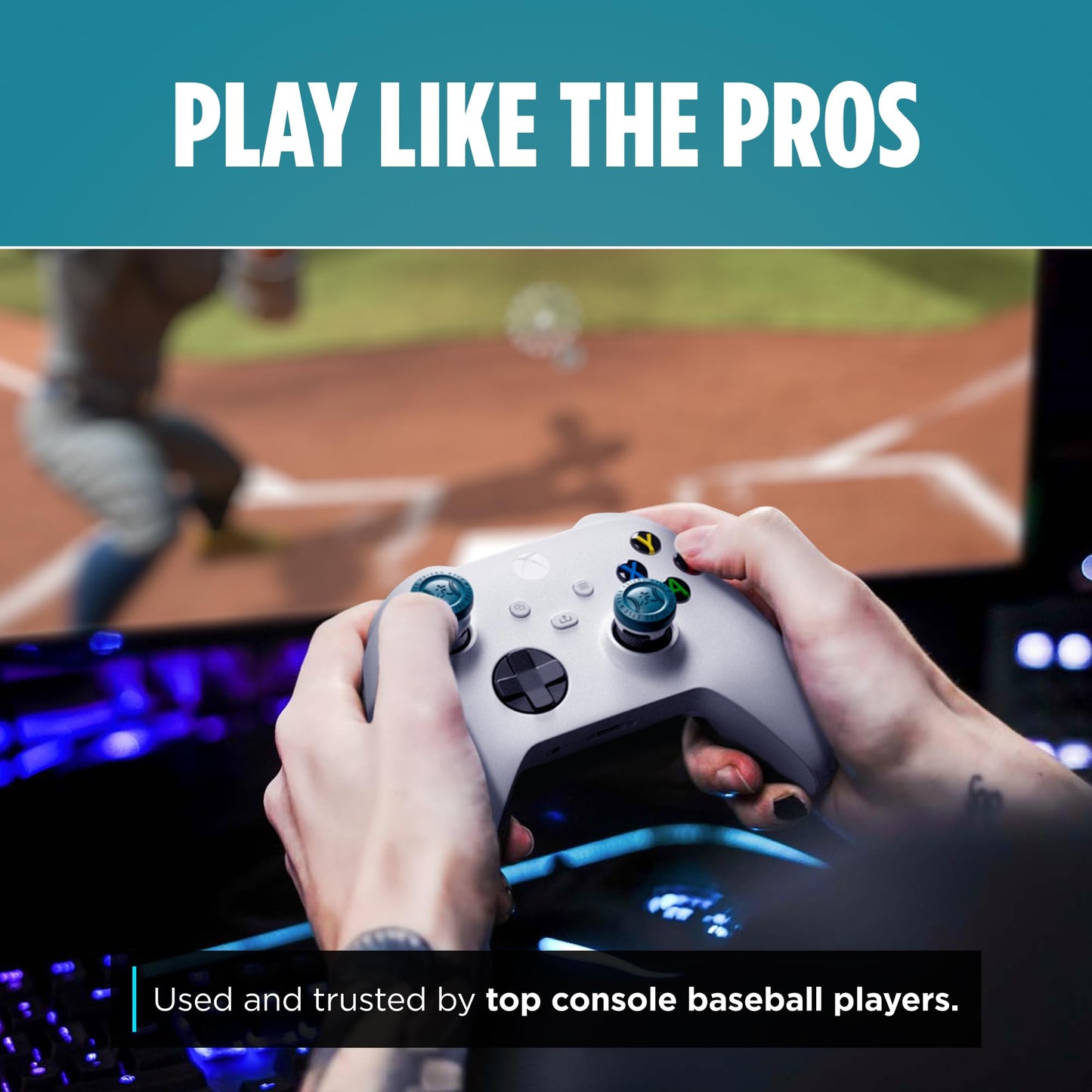 KontrolFreek YourFriendKyle (YFK) Precision Sports Baseball Kit | for PlayStation 4 (PS4), PlayStation 5 (PS5) Controller | Blue and White