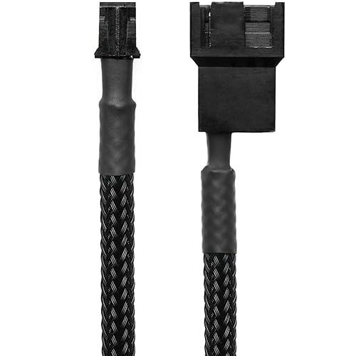 CRJ Micro 2-Pin Fan Adapter Cables (2-Pack) - 4-inch (10cm), Black Sleeved - Connect 3-Pin & 4-Pin PC Fans to Micro 2-Pin JST PH 2.0mm Headers
