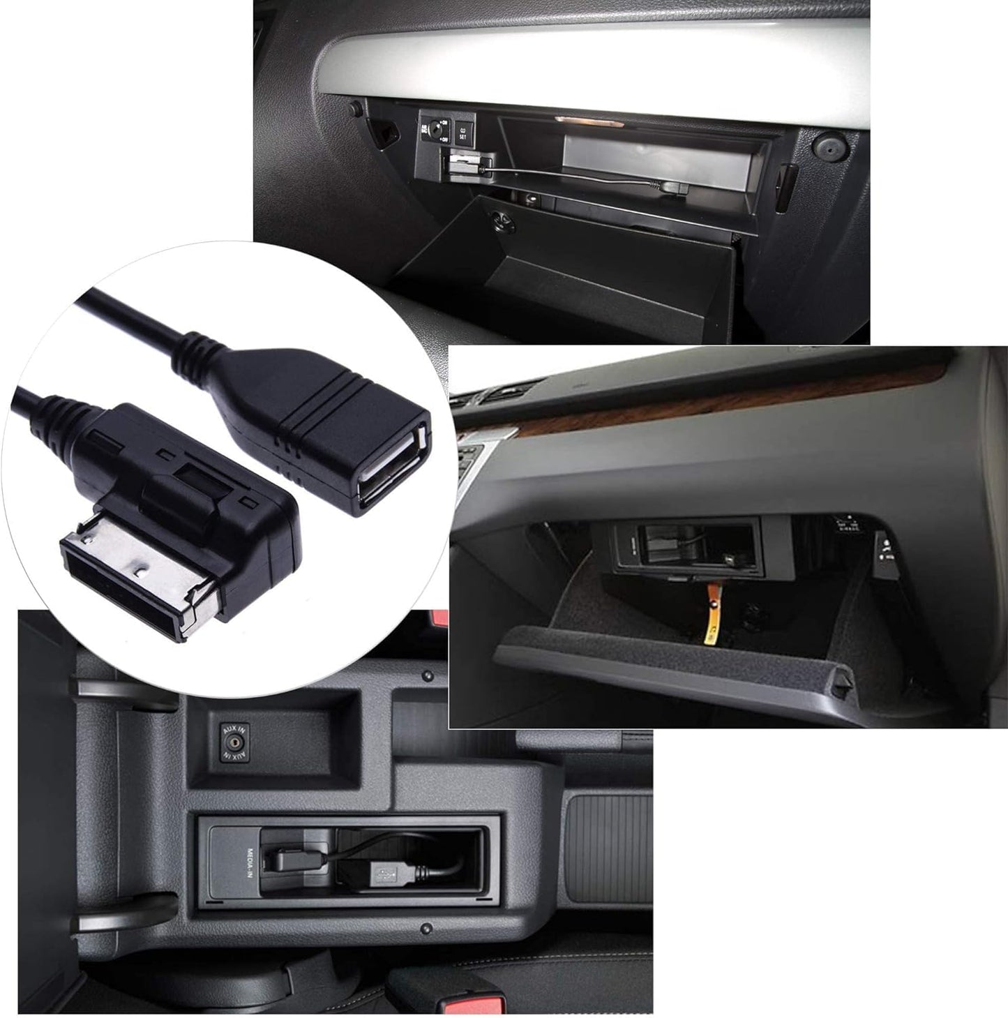 HQRP MDI AMI/MMI/USB Cable Adapter Compatible with Audi ? MMI 3G ? AMI (Audi Music Interface) Audio MP3 Music Interface Adapter
