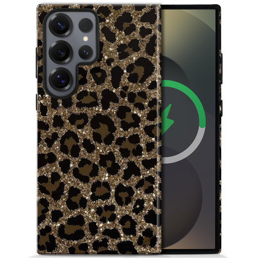 ZHUXUXITT Magnetic Case for Samsung Galaxy S25/24,Cheetah Leopard Print Case [Compatible with Magsafe] Design,Dual Layer Soft TPU Hard PC Bumper Phone
