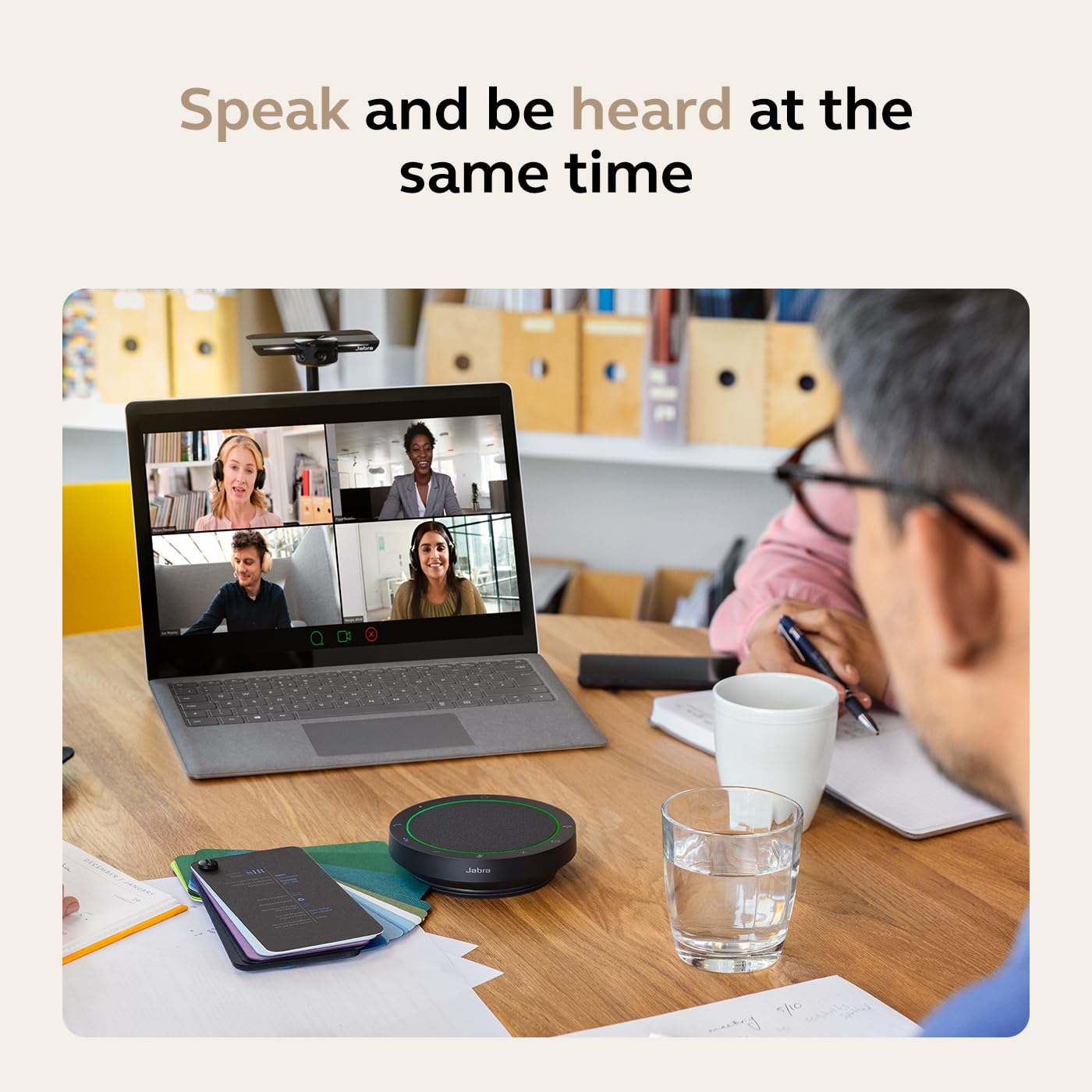 Jabra Speak2 55 Wireless Bluetooth Speakerphone (2025 Edition) - Portable Speaker with 4 Noise-Cancelling Mics - Certified Microsoft Teams Speaker