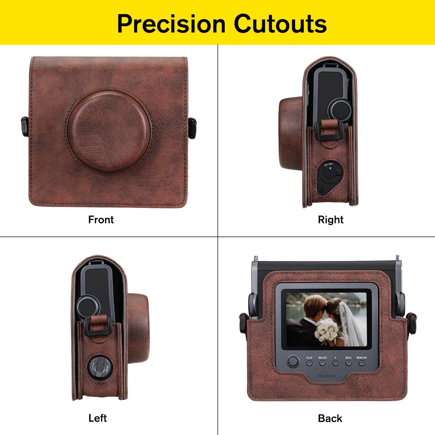 Fintie Protective Case for Fujifilm Instax Wide EVO Camera - Premium Vegan Leather Bag Cover with Removable Adjustable Strap (Vintage Brown)