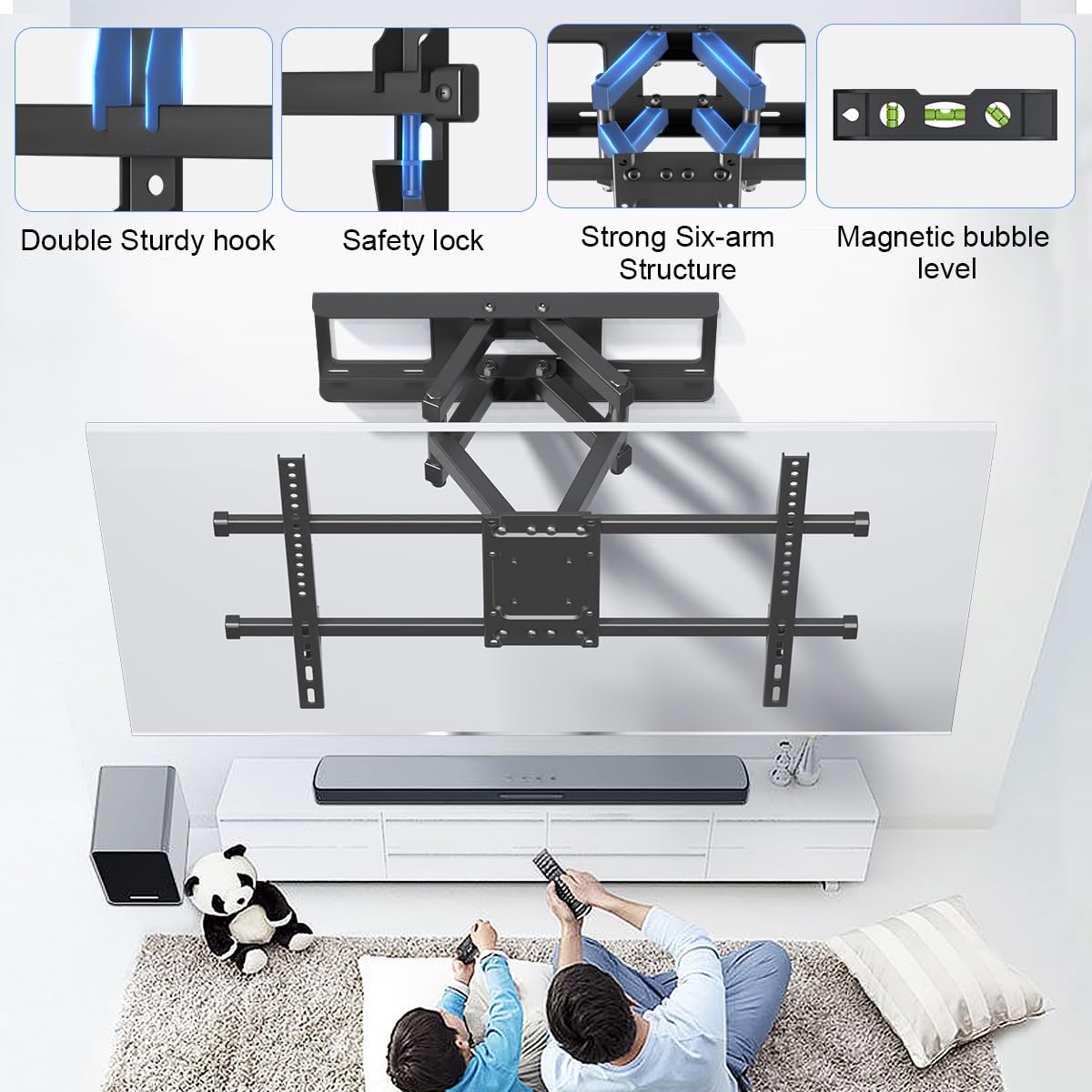 Aeons Heavy Duty Full Motion TV Wall Mount Bracket for Most 32-84 inch Flat Curved TVs with Swivel, Tilt, Extension, up to 132 lbs, Max VESA 600x400mm