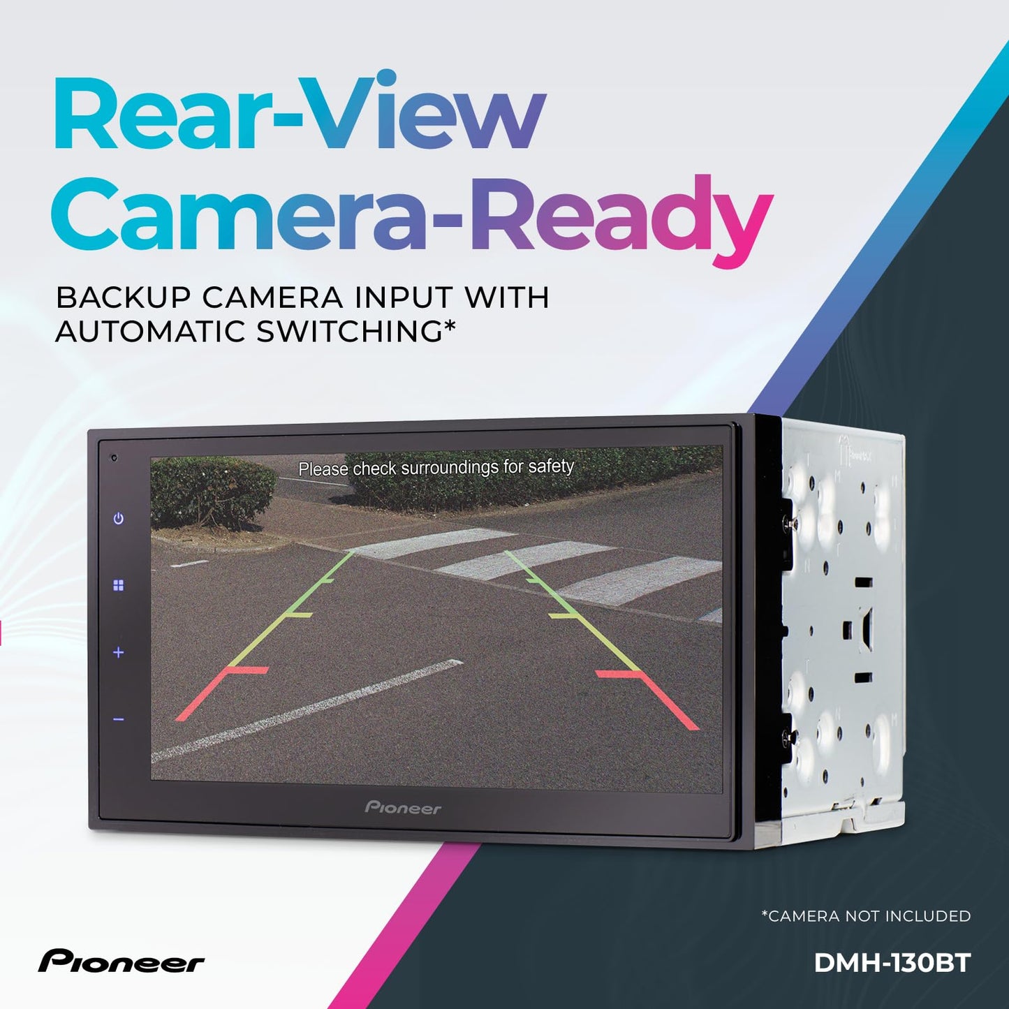 Pioneer DMH-130BT 6.8" Resistive Touchscreen, Double Din - Bluetooth, Backup Camera, USB, FLAC, AM/FM Radio, Short Chassis, 50W x 4 Output, Steering