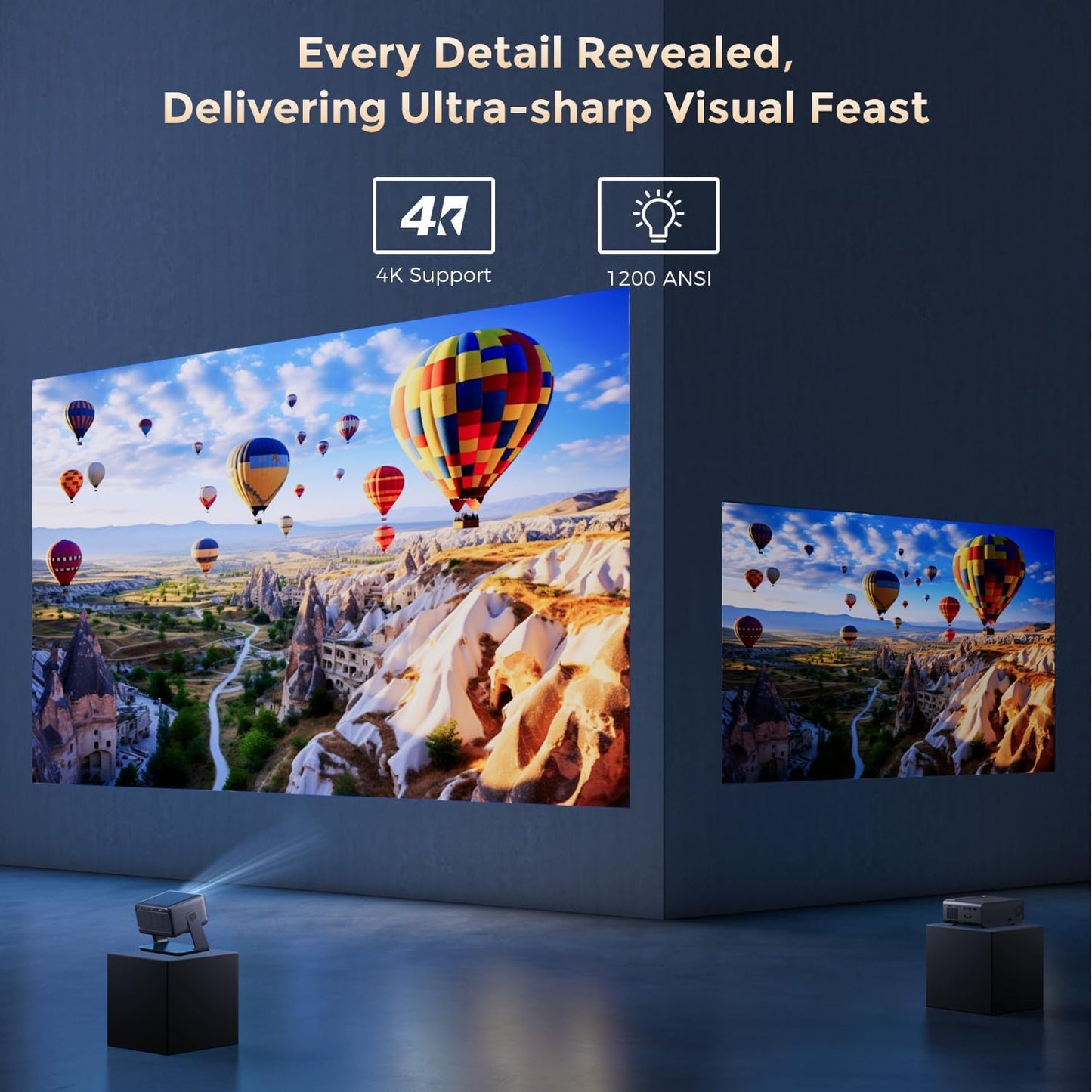 GooDee Video Projector With Wifi And Bluetooth, Smart Portable Projector Movie System Compatible With Netflix/Dolby Audio/Auto Focus & Keystone, 4k