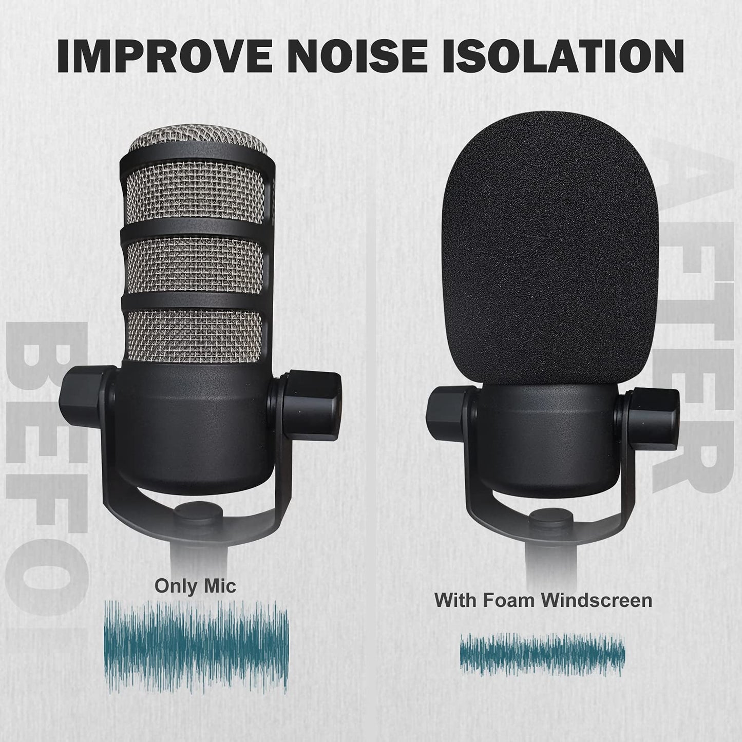 Boseen Pop Filter Foam Mic Cover Compatible with Rode PodMic NT1-A NT-USB NT2-A Procaster Podcaster Microphones Effectively Reduce Noise (2 Packs)