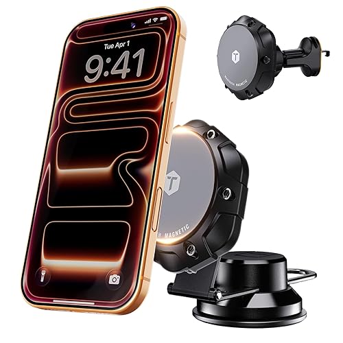 ToughTested MagTough 3-in-1 MagSafe Car Mount - Heavy Duty Magnetic Phone Holder for Truck, Dashboard, Windshield & Vent - 360 Rotation Foldable