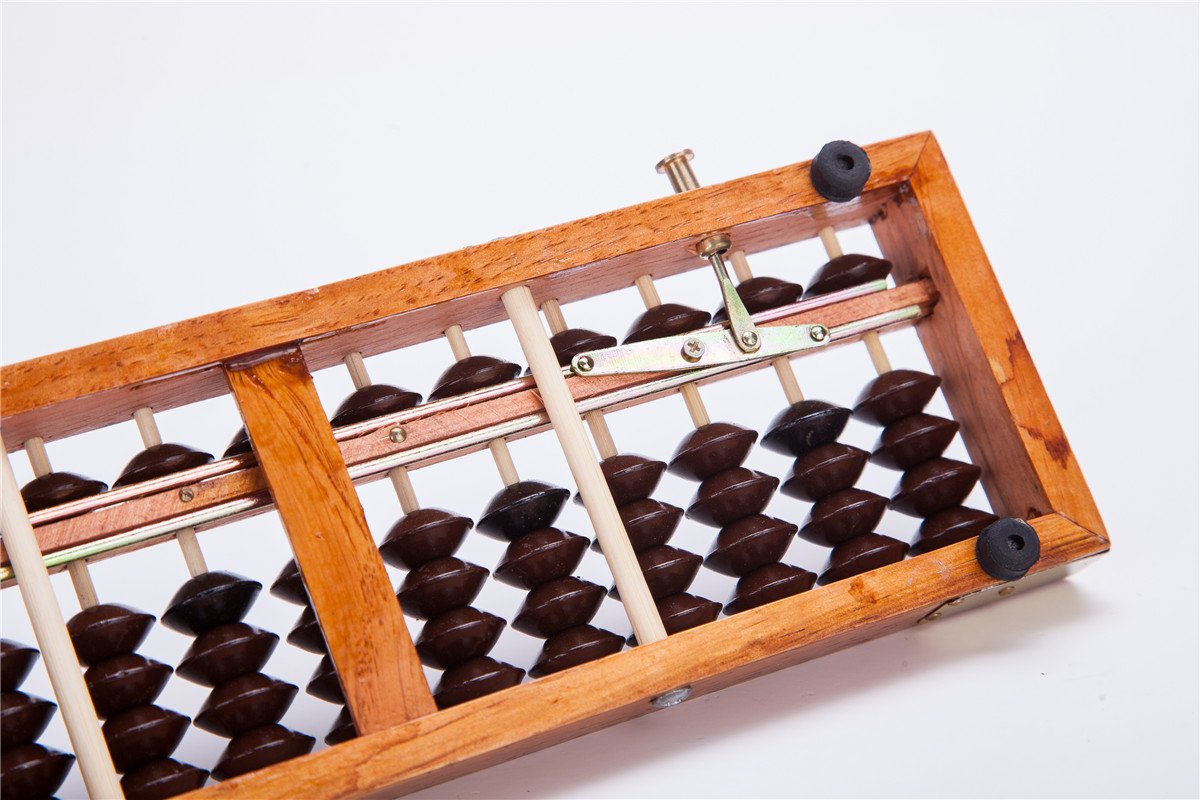 Vintage-Style 13 Rods Wooden Abacus Soroban Chinese Japanese Calculator Counting Tool w/Reset Button 9.75"