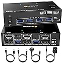 8K KVM Switch 2 Monitors 2 Computers Displayport HDMI, Dual Monitor USB 3.0 DP KVM Switcher Supports 8K@60Hz for 2 Computers Share Keyboard, Mouse