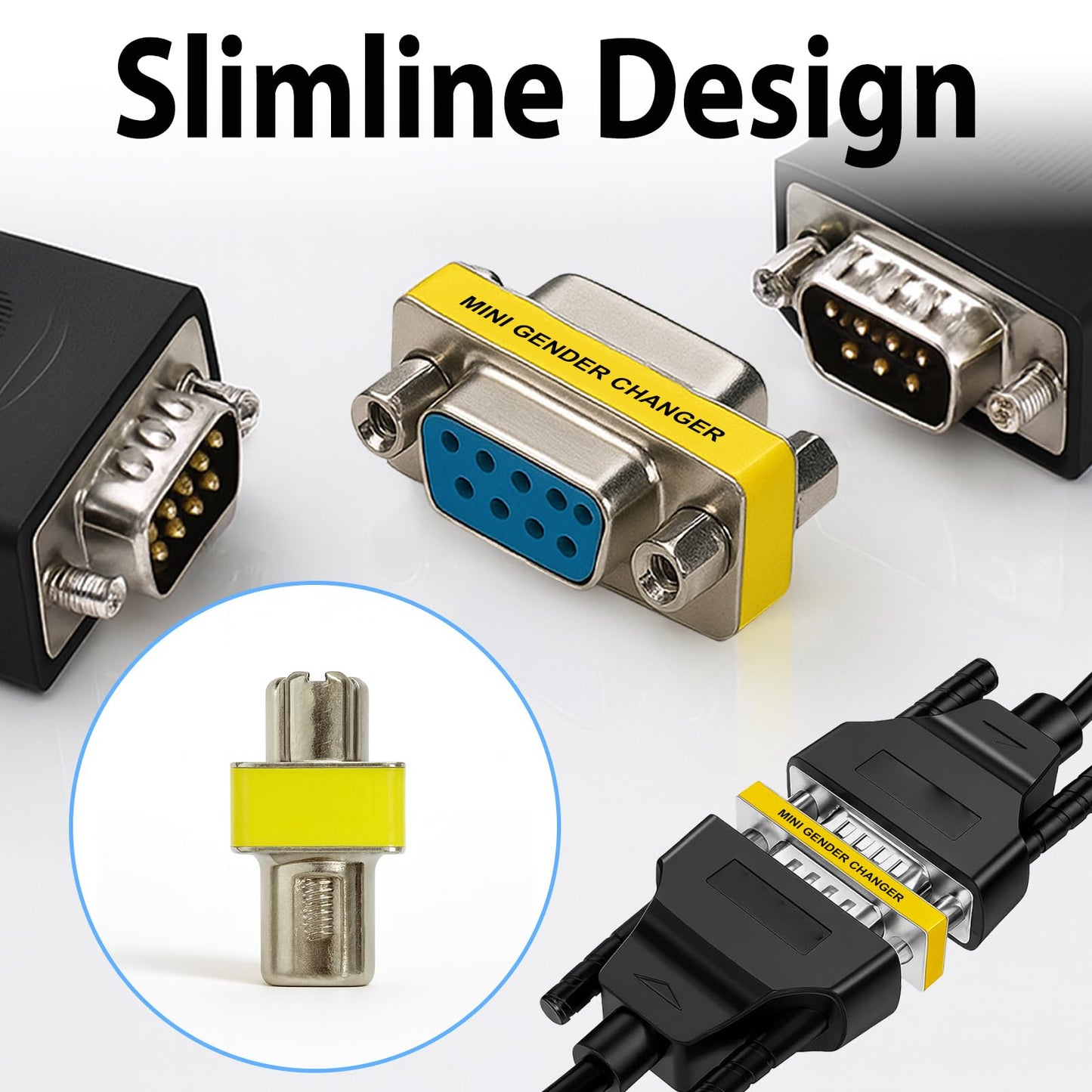 Cyberguys DB9 Gender Changer 3-Pack - Serial Adapter Set Includes DB9 Female to Female, Male to Male, and Male-to-Female - Slimline RS232 Connector…