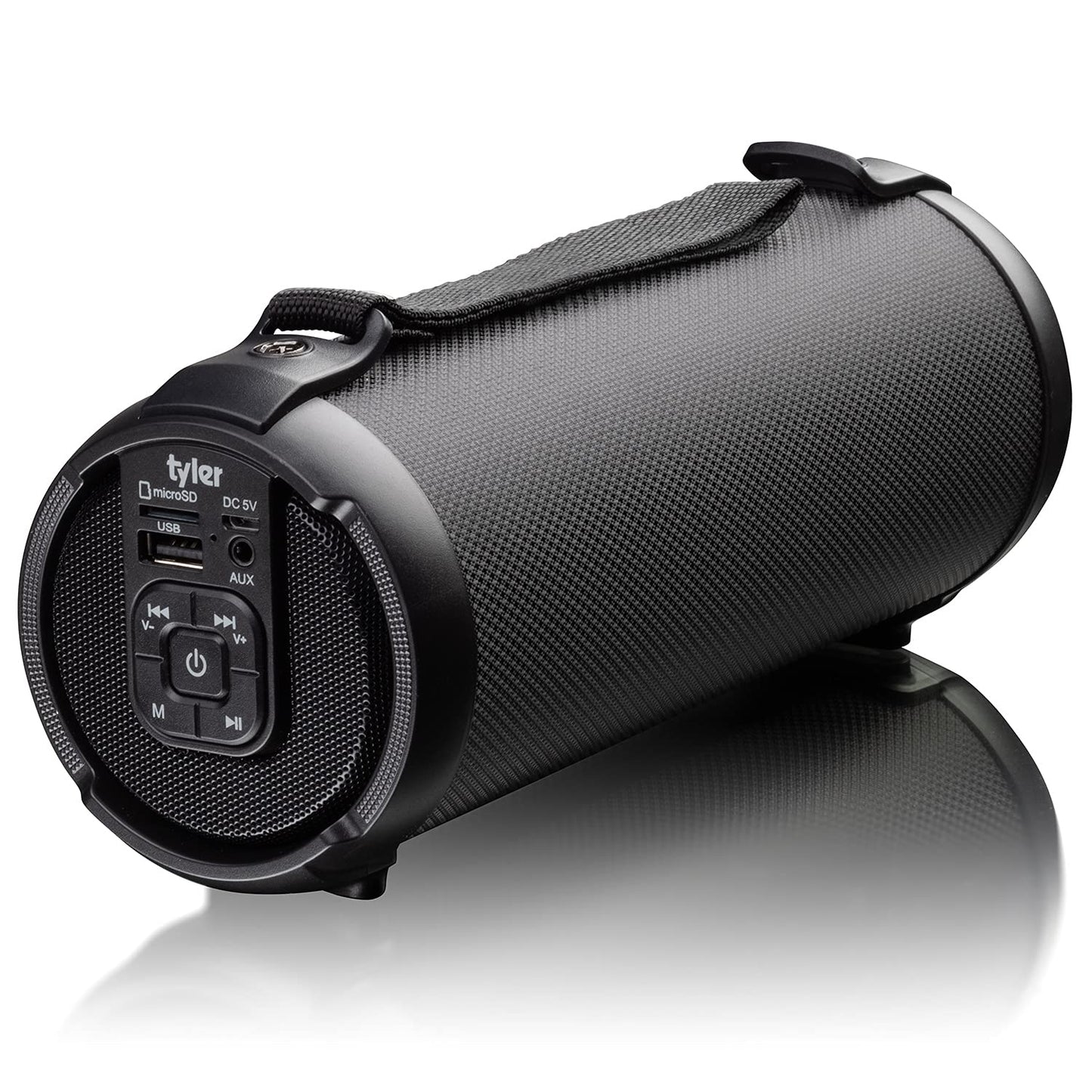 Tyler Wireless Bluetooth Speaker Water Resistant Long Range Rechargeable Boombox USB MP3 Micro SD AUX Inputs Fm Radio Sound & Bass Carry Strap