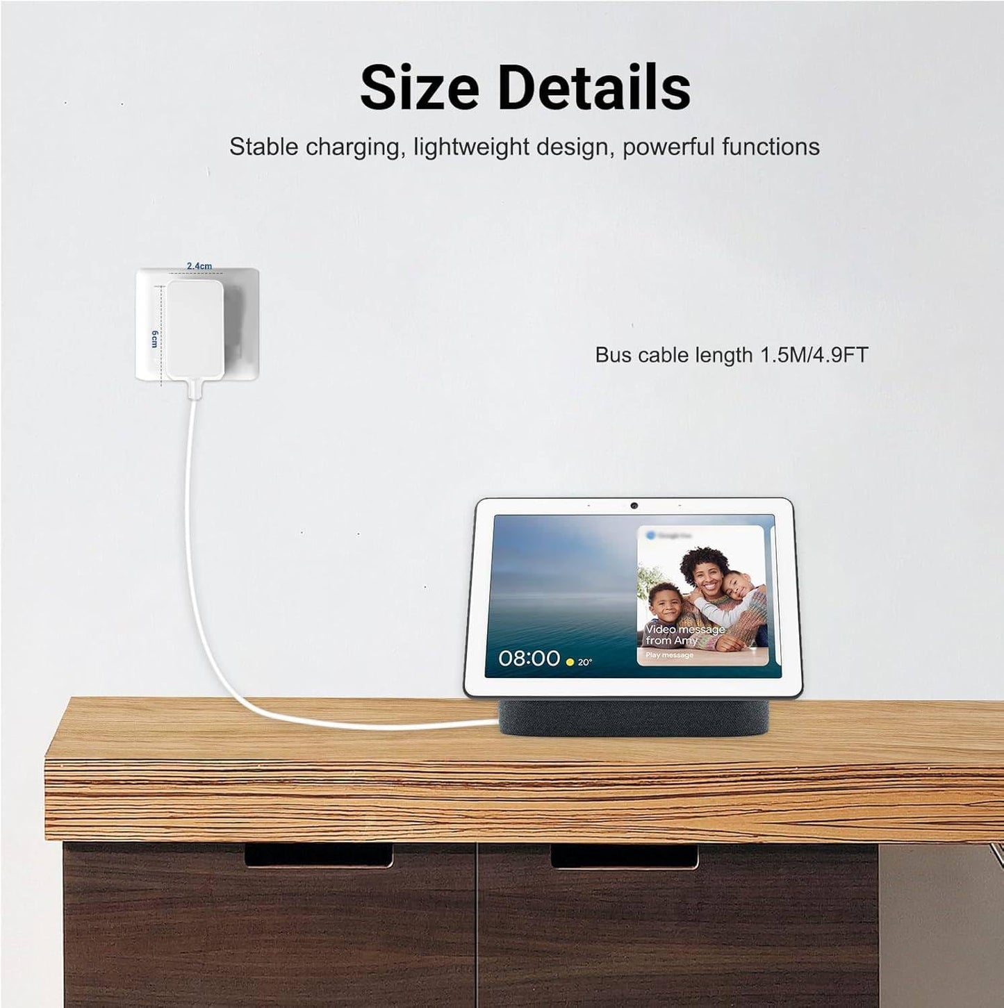 Charger Adapter Power Cord Compatible with Google Nest Hub MAX Smart Speaker Google Nest Audio, AC Adapter for 10" Smart Display Wall Charger Power…