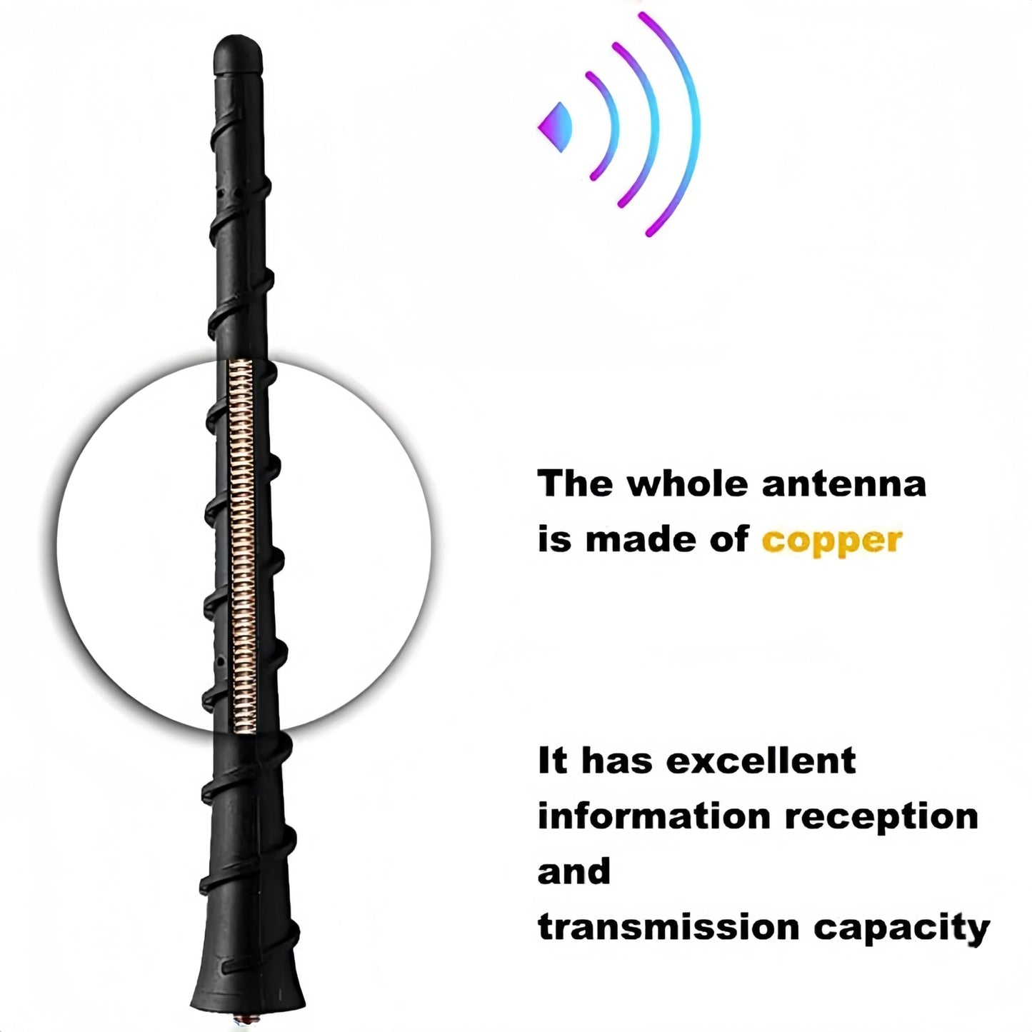 Car Short Antenna 7 Inch, Carbon Fiber American Flag Auto Radio Antenna for AM/FM Reception, Universal Vehicle Roof Antenna - for Ford F-150 Jeep