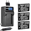 Kastar 3-Pack NP-60 Battery and LCD AC Charger Compatible with Vivitar Video Cameras DVR-840XHD DVR-565HD DVR-390H DVR-530 DVR-545 DVR-550 DVR-550G