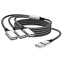 MOGOOD 3 in 1 USB Splitter Cable 1m, 1 Male to 3 Female USB2.0 Adapter, USB Extension Cable for Charging/Data Transfer/Laptop/Mac