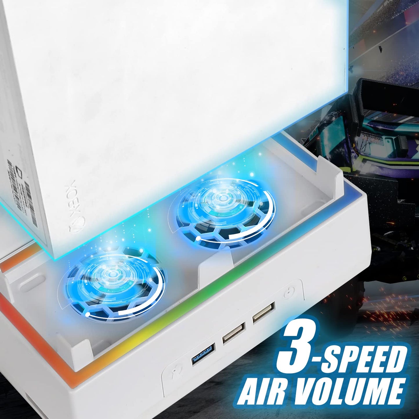 Raryars Wall Mount Cooling Fan for Xbox Series S with 2 Fan and 3 USB Port with Controller Holder & Headphone Hanger Wall Mount Holder Bundle