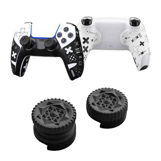 JEMDO Controller Performance Grips Compatible PlayStation 5 DualSense Controller,PS5 Anti-Slip Stickers Tape,Sweat-Absorbent Cover Skin,Black Print