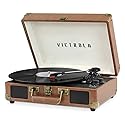 Victrola Journey Bluetooth Portable Suitcase Record Player - with Built-in Speakers, 3 Speed Vinyl Record Player, RCA Out, Headphone Jack (Brown)