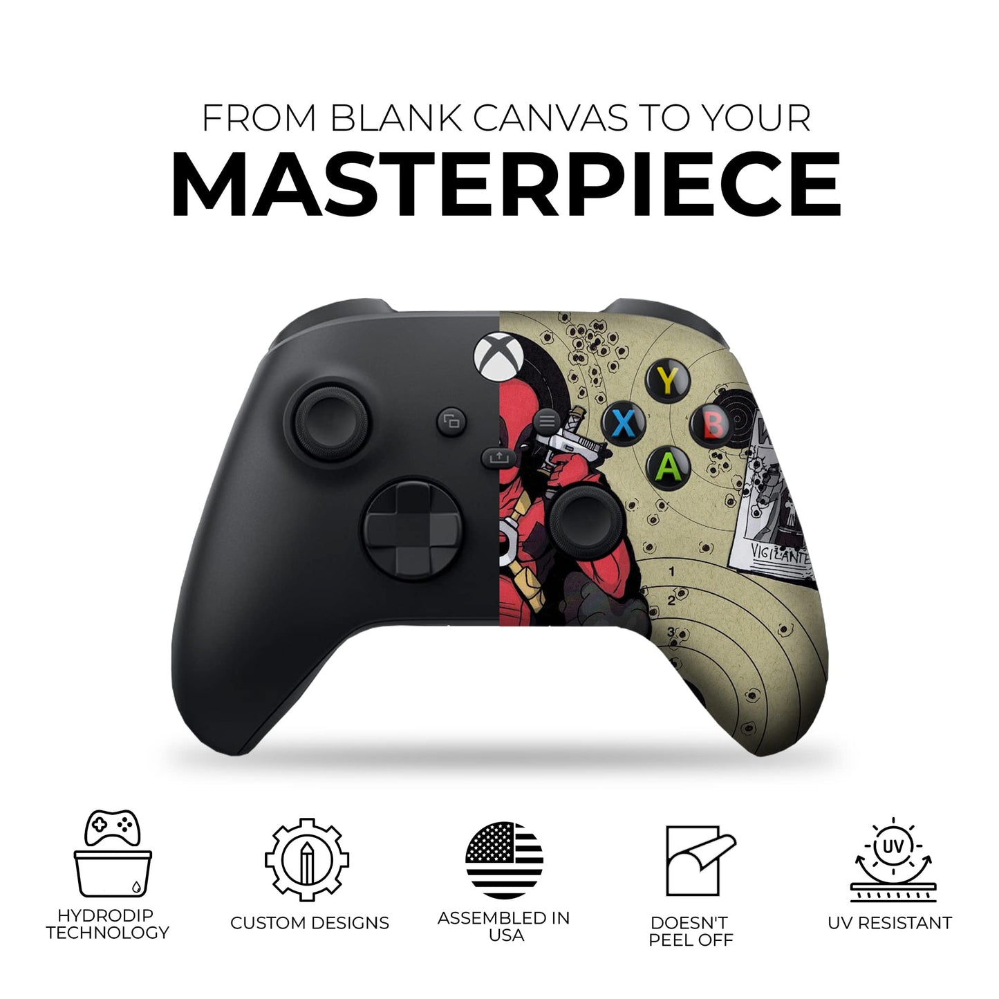DreamController Deaddpool Headshot Custom X-box Controller Wireless compatible with X-box One/X-box Series X/S Proudly Customized in USA