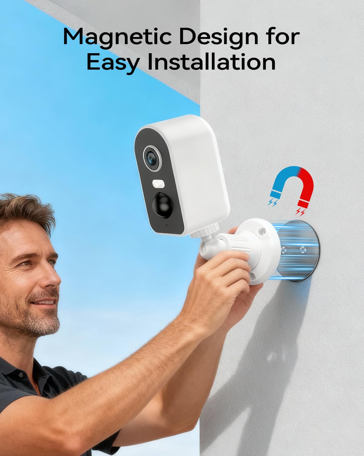 KKB 4G LTE Cellular Security Camera Magnetic, No WiFi Solar Security Cameras Outdoor Built-in SIM, 2K Wireless Off-Grid Battery Cam Without Internet