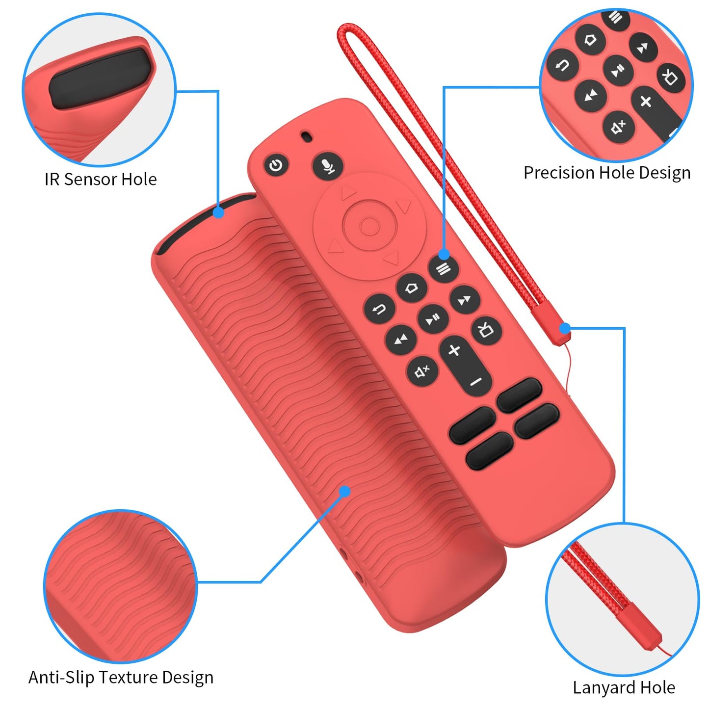 2 Pack Silicone Remote Cover for Alexa Voice Remote,Remote Case for Fire Tv Remote with Lanyard,Anti-Scratch Shockproof Remote Protective Cover