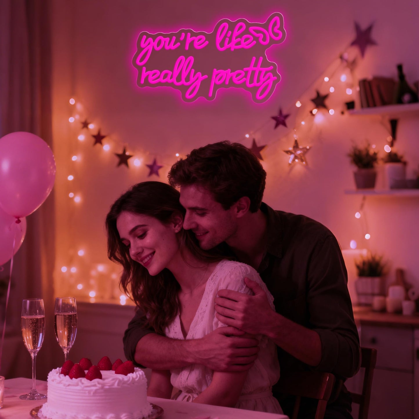You Are Like Really Pretty Neon Sign, Pink Dimmable LED Light Up Neon Sign for Girls Bedroom Club Wedding Bachelorette Party Wall Decor Birthday