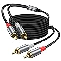 KAYQINHO 2RCA Audio Cable 10FT, 2RCA Male to 2RCA Male Stereo Audio RCA Cables Dual Shielded Gold Plated 2 RCA Stereo Cable for Home Theater, HDTV