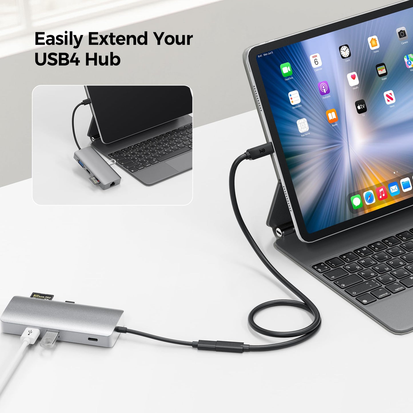 Cable Matters 40Gbps USB 4 Extension Cable - 1.6ft / 0.5m, Supports [8K@60Hz/4K@240Hz Video, 240W Charging, 40Gbps Data Transfer] USB C Extension