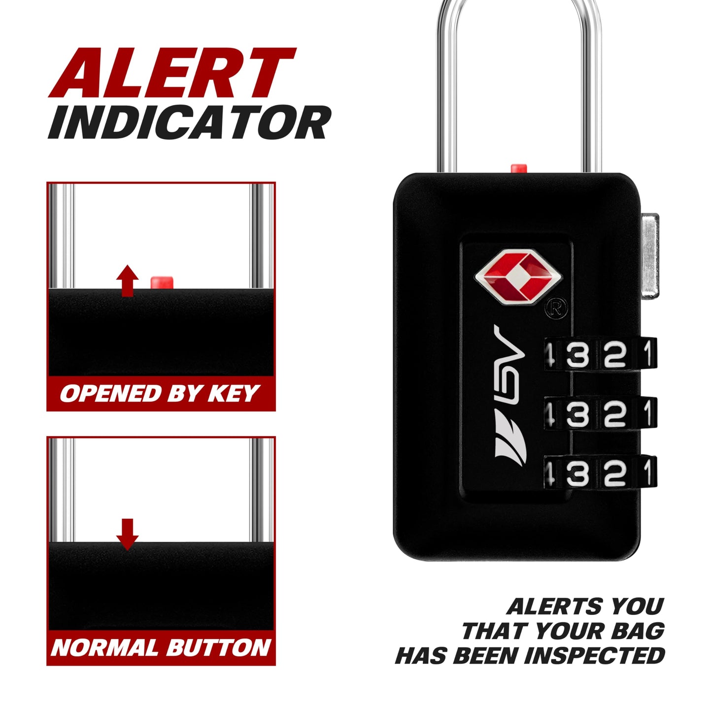 BV TSA Accepted Luggage Travel Lock, 2 Pack – Set-Your-Own Combination Locks for Suitcase, Gym Locker, Toolbox, Filing Cabinets & Bags