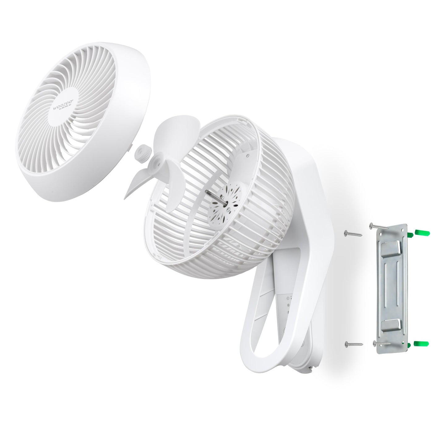 IRIS USA WOOZOO Air Circulator Wall Mount Fan with Remote, 360° Oscillation, 3 Speeds, 414 sqft Coverage, Quiet 30dB Motor, Adjustable Tilt,