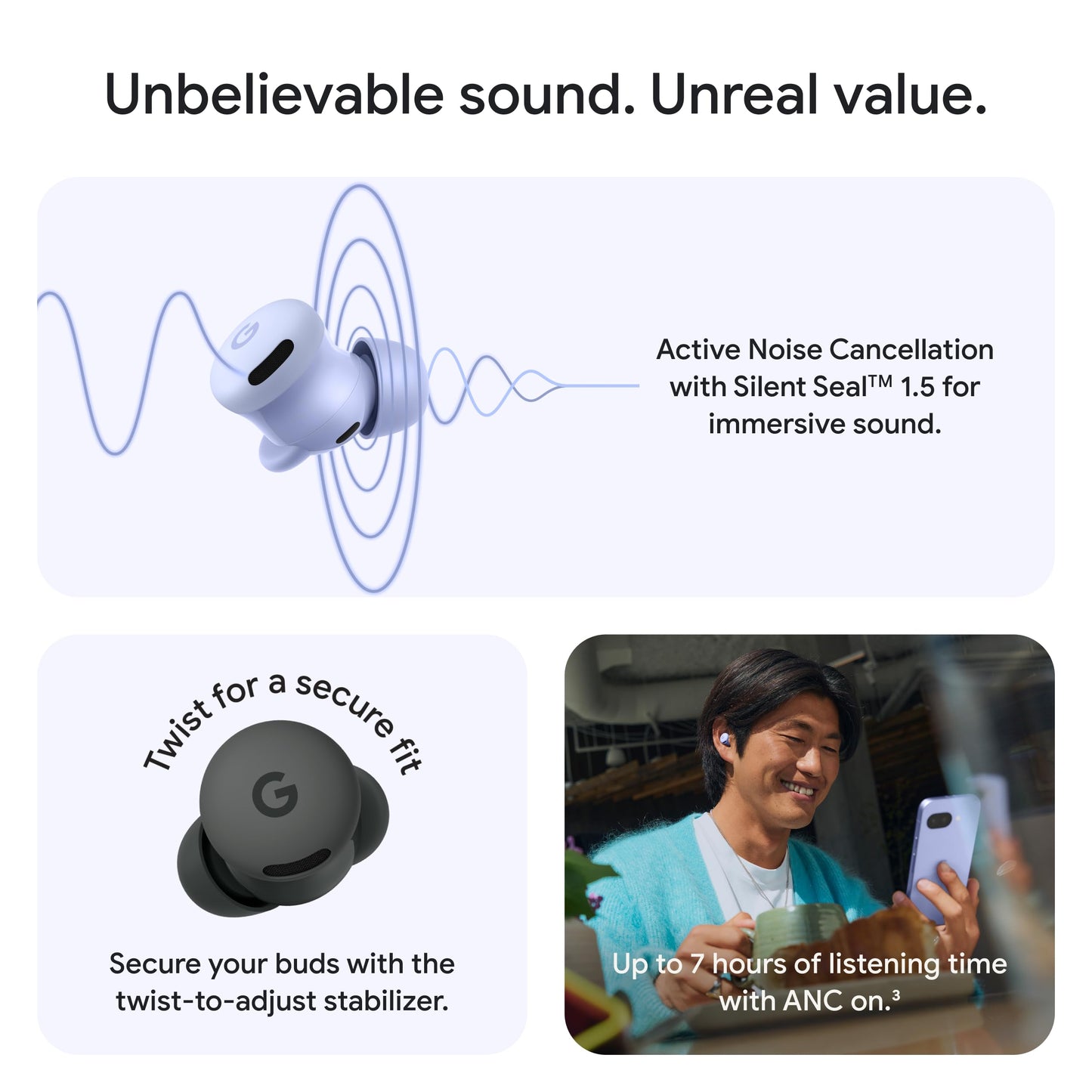 Google Pixel Buds 2a - Wireless Bluetooth Earbuds with Active Noise Cancellation and Transparency Mode - Lightweight, Comfortable Fit - 20-Hour…
