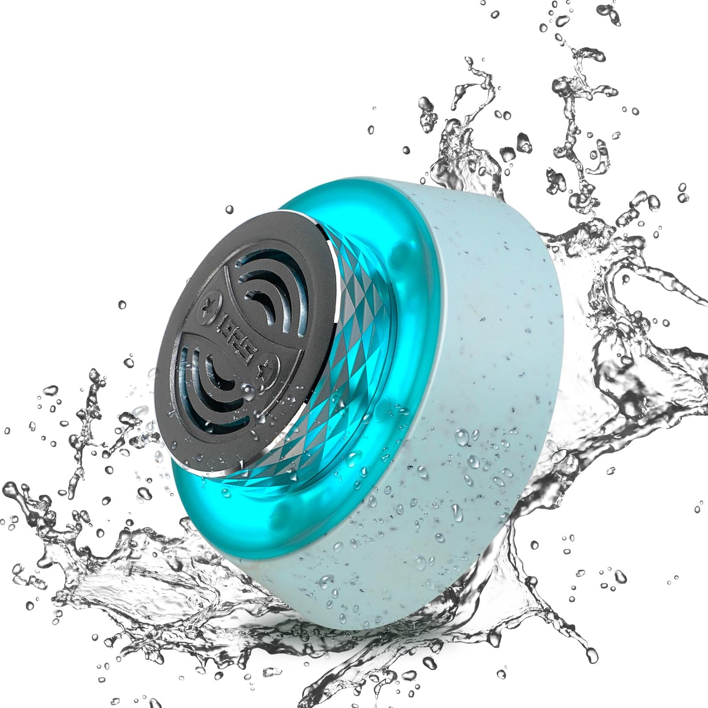 Okjew Bluetooth Shower Speaker, IP67 Waterproof Wireless Speaker with Colorful LED Lights, True Wireless 3D Stereo Sound, Portable Outdoor Speakers