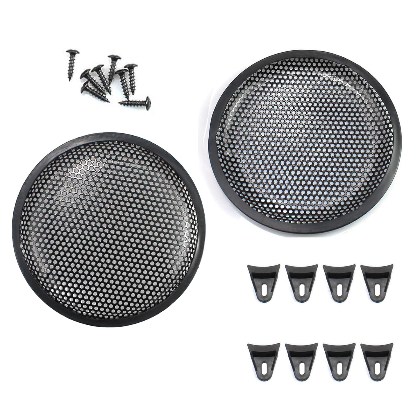 SYCZIOHU 2 Pcs 10 Inch Speaker Grill Steel Mesh Round Subwoofer Grill with 4 Pcs Clamps Waffle Protector Guard Speaker Cover Decorative Car Audio