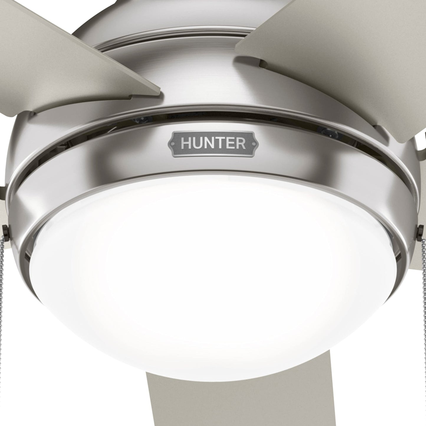 Hunter Fan 44 inch Low Profile Brushed Nickel Indoor Ceiling Fan with Light Kit and Pull Chain (Renewed)