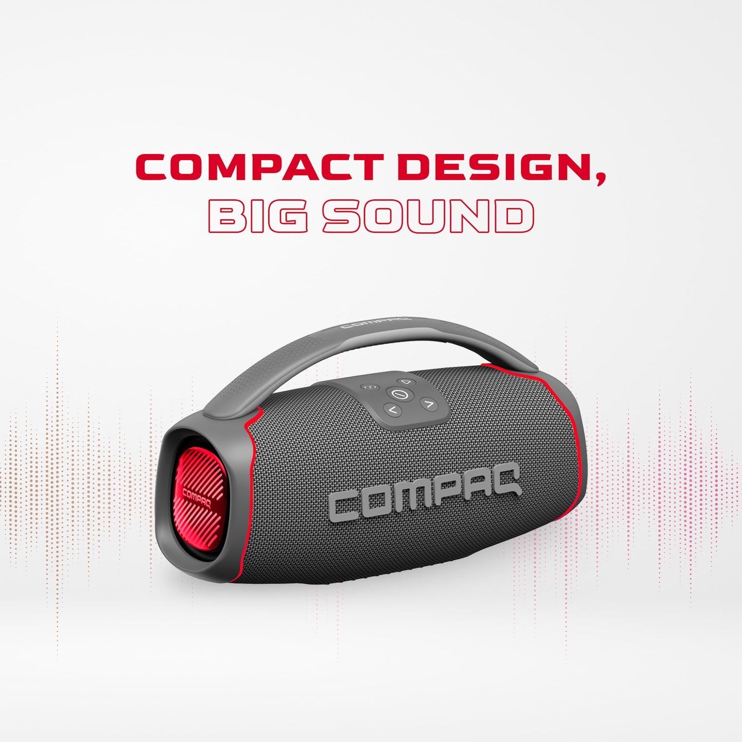 Compaq 50W Bluetooth Speaker - Powerful Wireless Speaker with TWS Pairing, Bluetooth 5.3, IPX6 Waterproof, Uninterrupted Playtime, Dynamic LED