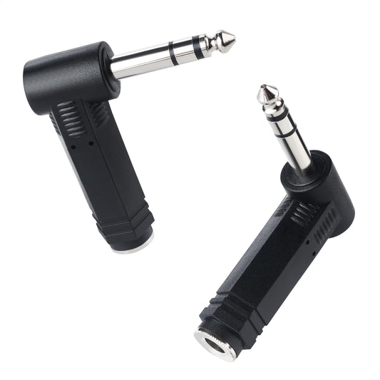 Cable Matters 2-Pack 1/4 Right Angle TRS Adapter - 6.35mm Right Angle Adapter, 1/4 TRS Audio Connector for Professional Audio Equipment
