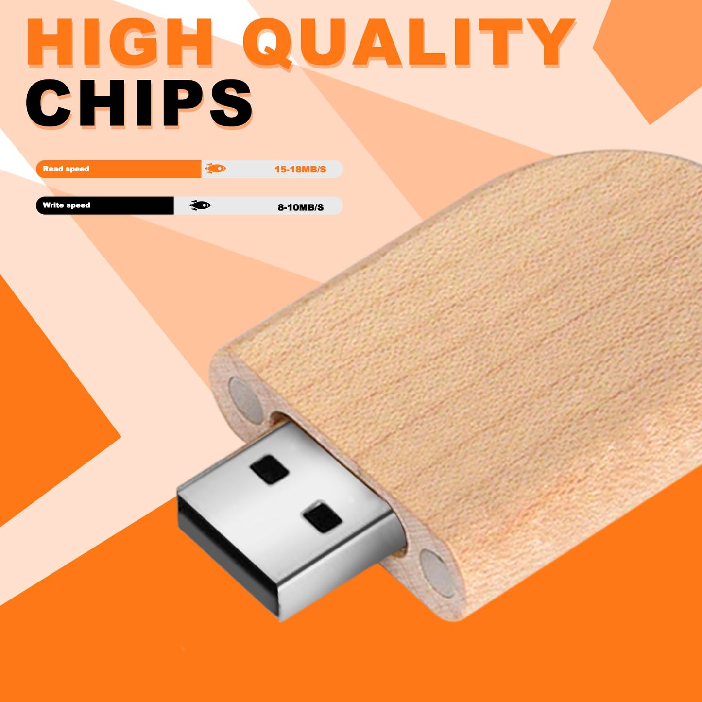 Novelty Wooden USB 2.0 Flash Drive 64GB Data Storage Memory Stick USB Stick Ellipse Pendrive with Wooden Box