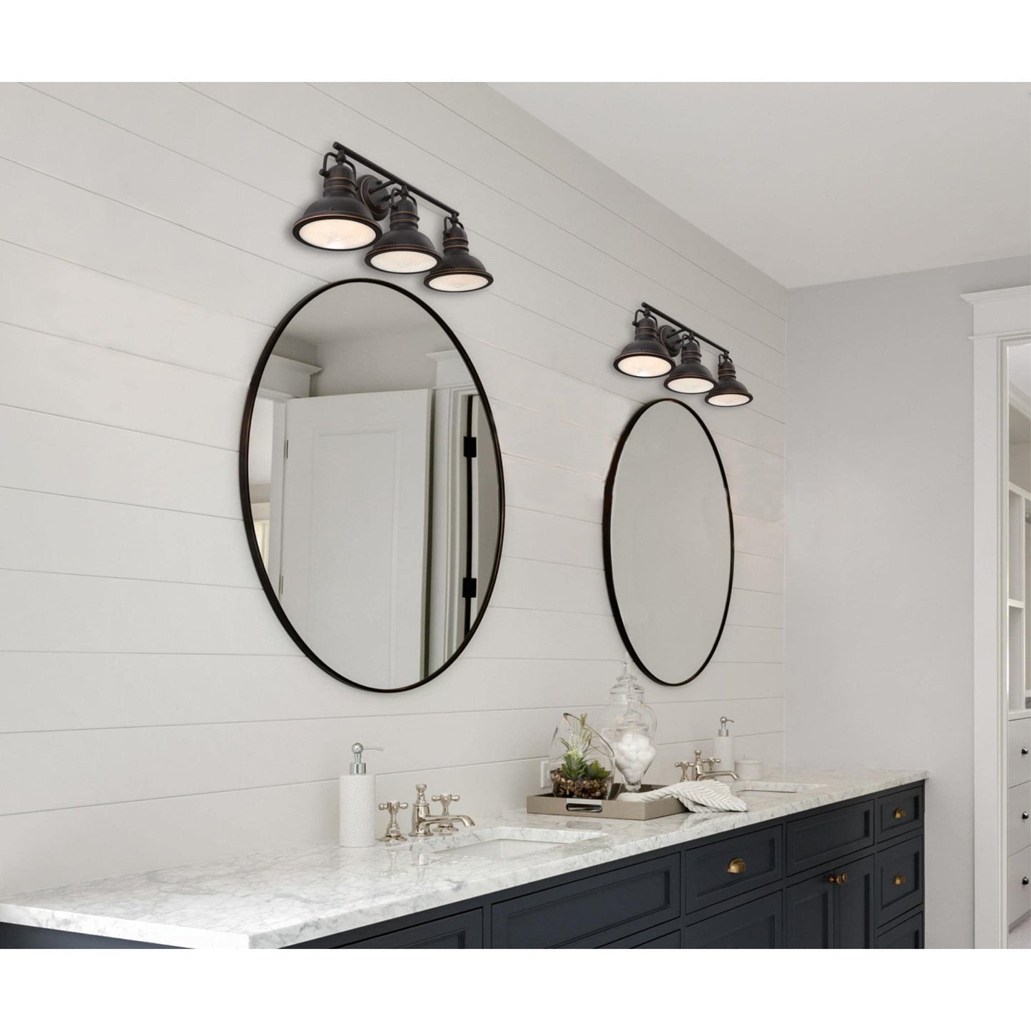 Westinghouse 6116200 Boswell Vintage-Style Three-Light Indoor Vanity Light Fixture, Oil Rubbed Bronze Finish with Highlights, Frosted Prismatic