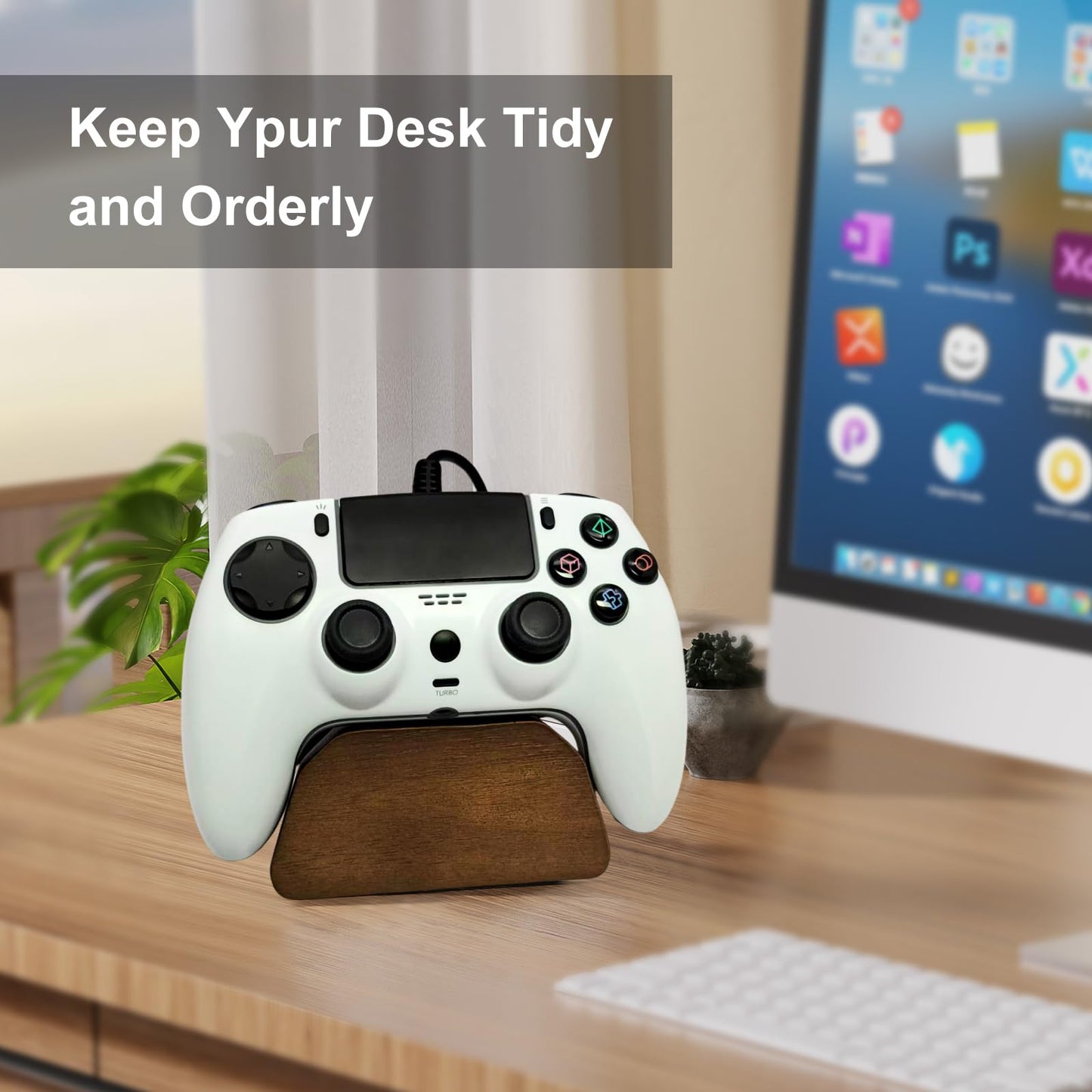 Solid wood gamepad stand, game equipment, controller stand, suitable for Xbox, PS4, PS5, is a good helper for organizing gamepads on the desk,