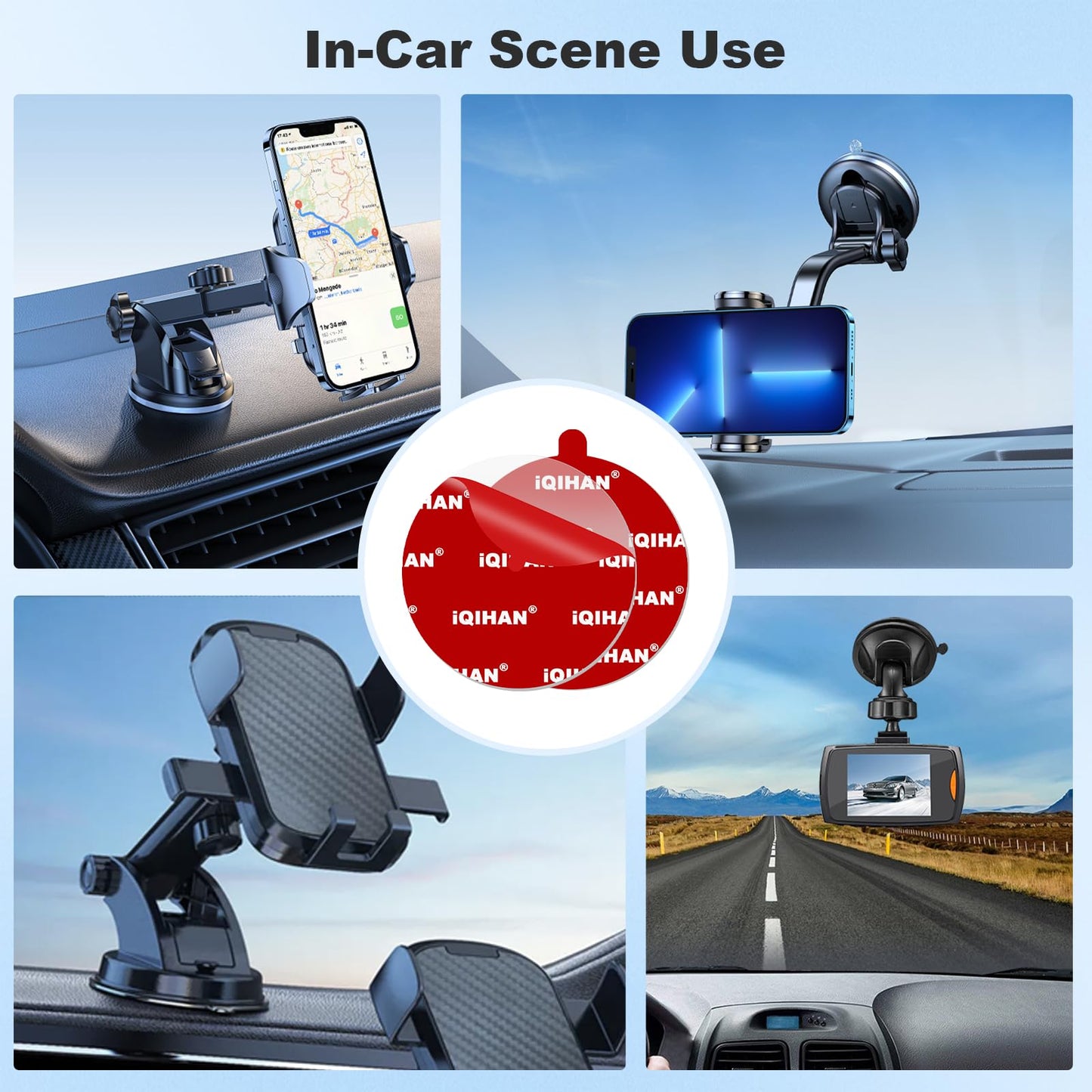 Pormkig Adhesive Sticky Pad for Car Phone Mount - Double Sided Phone Holder Mounting Tape Replacement, Heavy Duty Clear Glue Pads for Magnetic