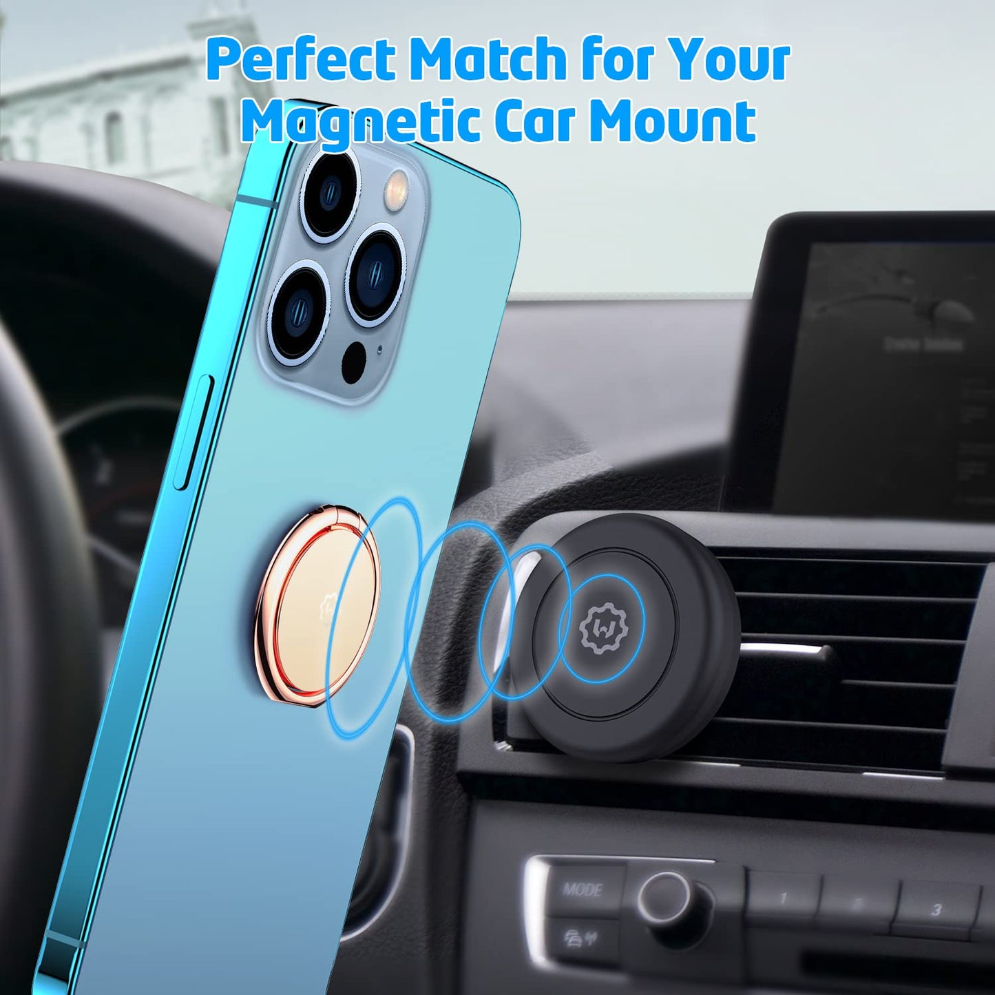 WixGear (2 Pack), Phone Ring Holder, Universal Magnetic Cell Phone Finger Holder with Kickstand Phone Holder for Hand, Phone Ring Grip Works