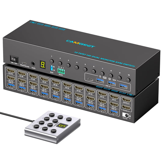10 Port 8 Port 2 Monitors KVM Switch HDMI 4K@60Hz EDID Simulation, USB 3.0 Dual Monitor KVM Switch 2 Monitors 8 Computers 10 Computers,4 USB3.0 Ports