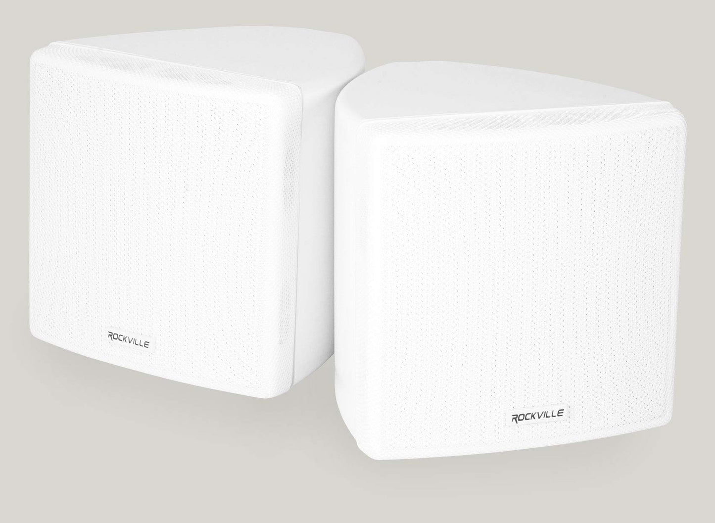 Rockville Cube 3.5" 30-Watt RMS Home Theater Wall Speakers, White, Swivel Brackets and Pivoting Mounts, Compact Surround Channels for Living Room or