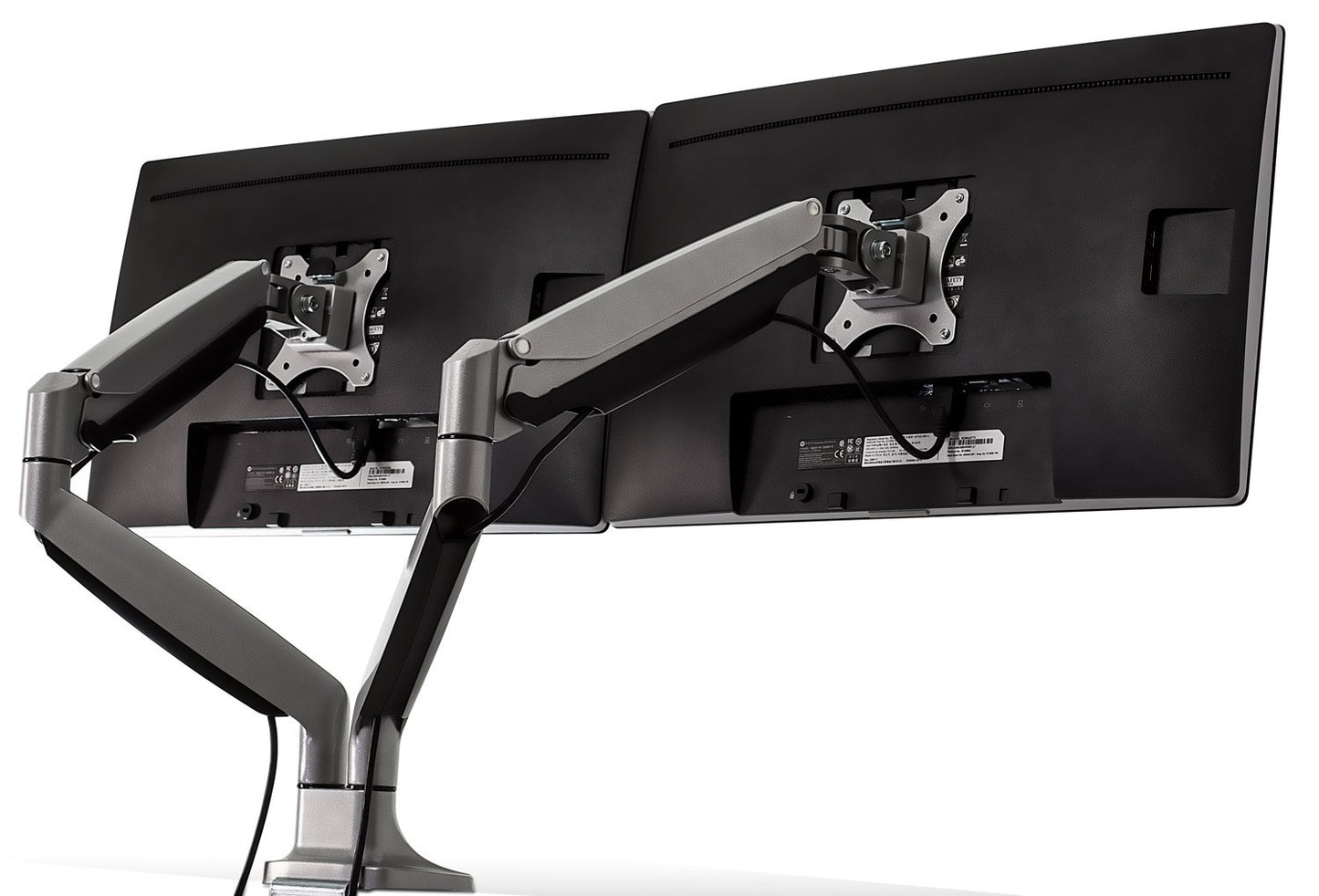 Mount-It! (MI-1772) Dual Monitor Arm Mount Desk Stand Two Articulating Gas Spring Height Adjustable Arms | Fits Up To 32" VESA 75 100 Compatible