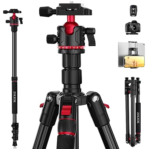 Camera Tripod, Lightweight Travel Outdoor DSLR Tripods Aluminum Tripod/Monopod, 360°Ball Head Detachable, Tripod for iPhone, ipad, DSLR,Tablet