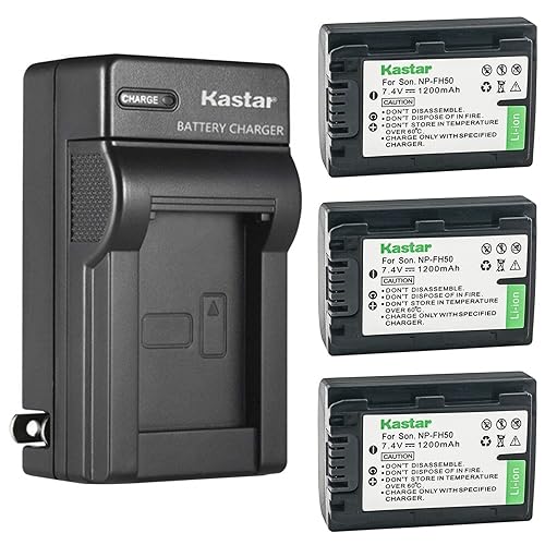 Kastar 3-Pack Battery and AC Wall Charger Replacement for Sony DCR-DVD508, DCR-DVD510, DCR-DVD602, DCR-DVD605, DCR-DVD608, DCR-DVD610, DCR-DVD650