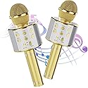 voijump Wireless Bluetooth Karaoke Microphone 2 Pack, 4-in-1 Handheld Mic Speaker for Singing, Karaoke Machine for Phone Android PC, Great Birthday